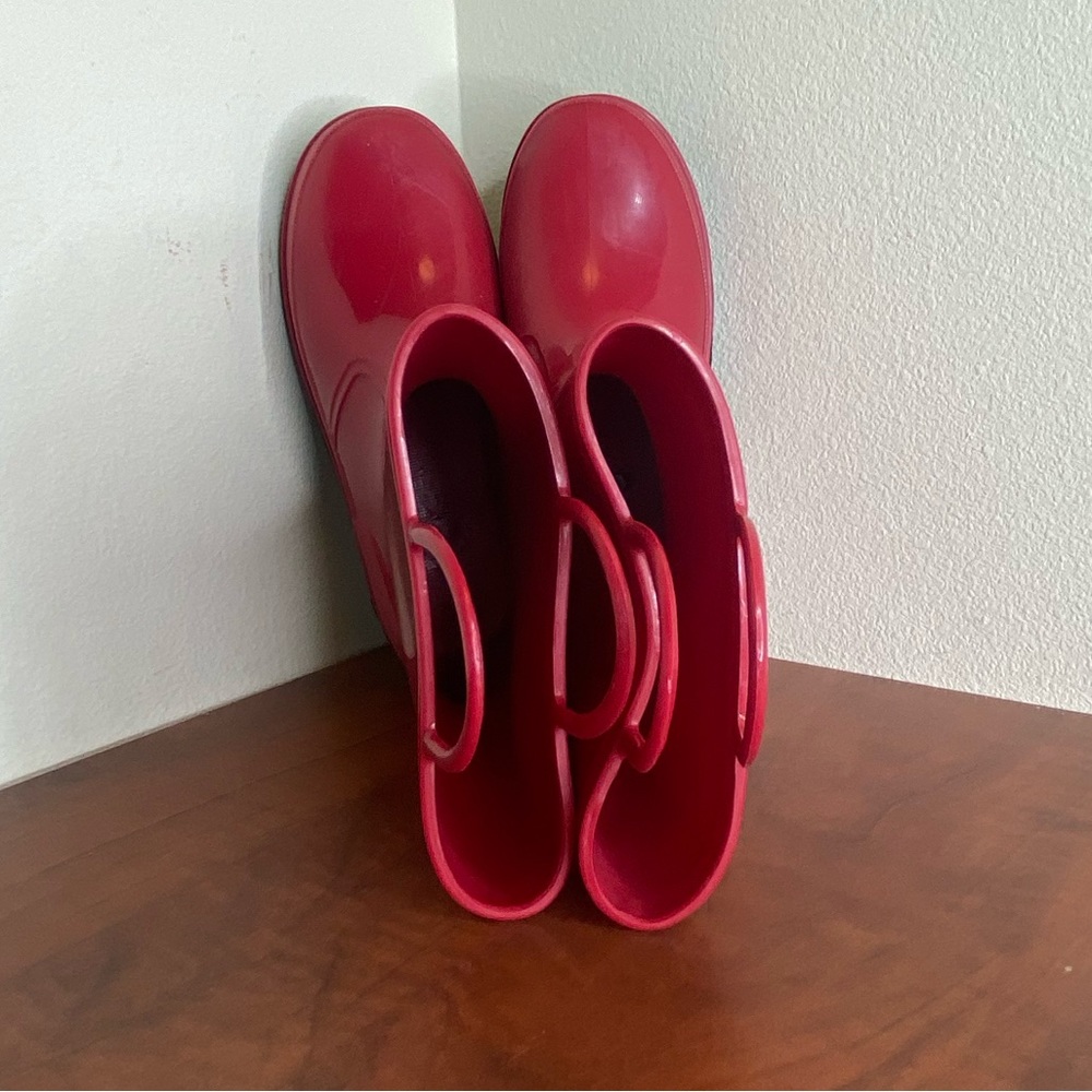 Youth Big Kid Rubber Rain Boots, Size 2, Red - Picture 9 of 13